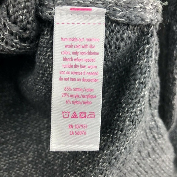NWT Justice Girls Gray Fuzzy Sequin Knit Sweater - Picture 4 of 6